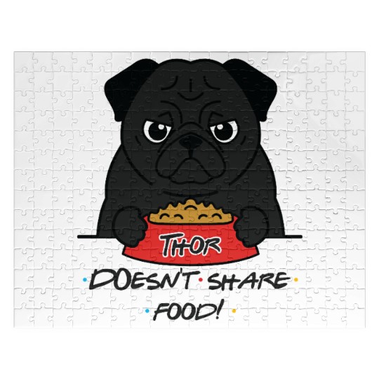 Grumpy Pug with Food Bowl Jigsaw Puzzles
