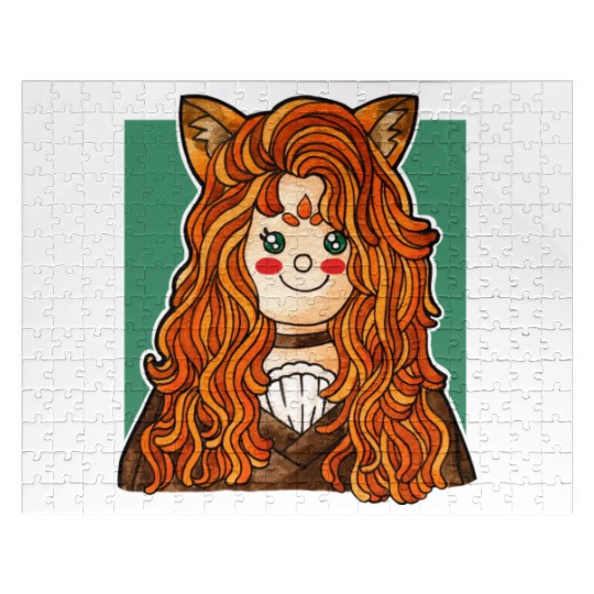 Whimsical Fox Girl – Kawaii Watercolor Jigsaw Puzzles