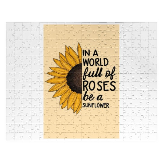 Sunflower and Roses Inspirational Quote Jigsaw Puzzles