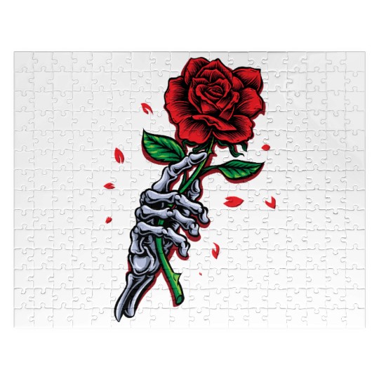 Skeleton Hand with Rose – Gothic Romance Art Jigsaw Puzzles