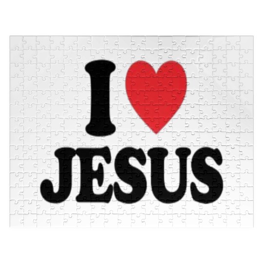 Heart and Cross with I Love Jesus Message Jigsaw Puzzles