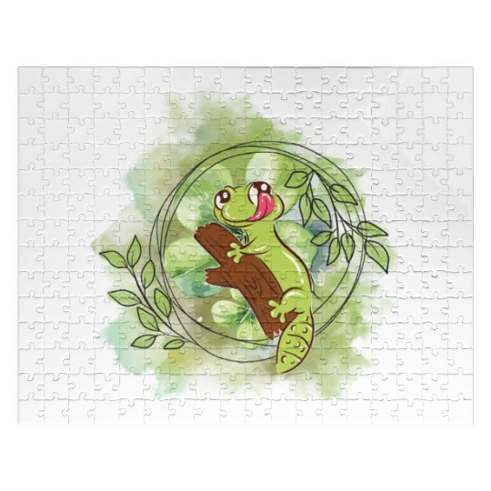 Whimsical Frog on Branch Illustration Jigsaw Puzzles