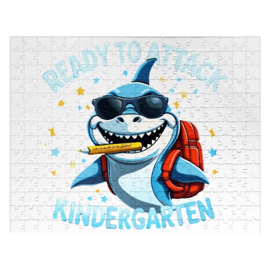 back-to-school-Shark With Backpack Kindergarten  Jigsaw Puzzles