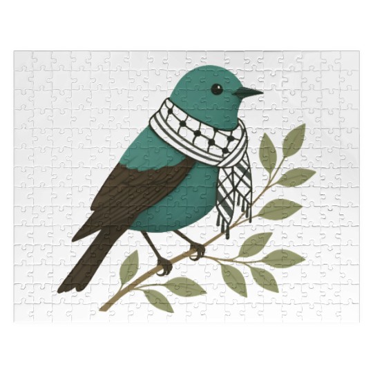 Palestine Sunbird with Keffiyeh and Olive Branch Jigsaw Puzzles