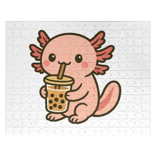 Kawaii Aspiring Dragon with Bubble Tea Jigsaw Puzzles