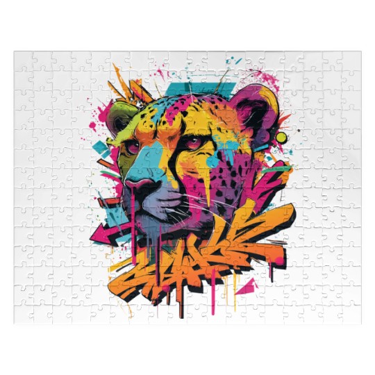 Vivid Graffiti Cheetah Art Jigsaw Puzzles