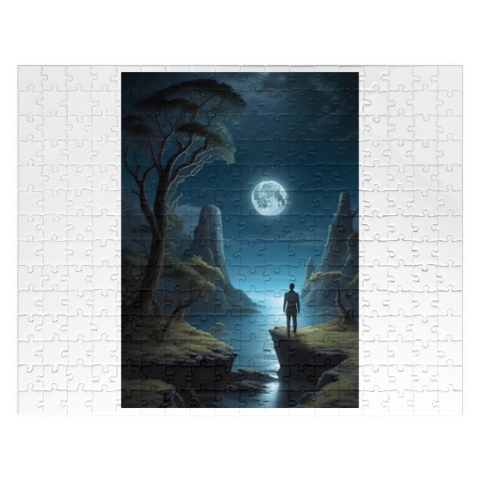 Lunar Night Cliff Landscape Jigsaw Puzzles