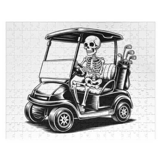 Skeleton Golfer Driving Golf Cart – Funny Golf T-S Jigsaw Puzzles