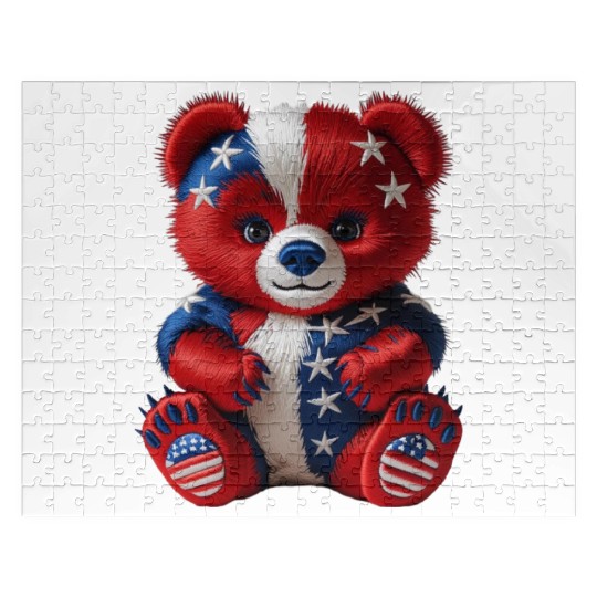 Patriotic Bear in Stars and Stripes Jigsaw Puzzles