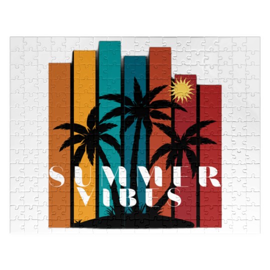 Tropical Sunset Summer Vibes Design Jigsaw Puzzles