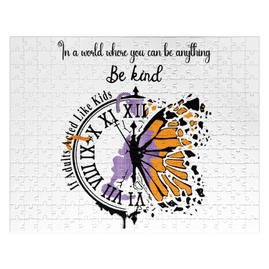 Monochrome Butterfly with Colorful Wings Jigsaw Puzzles