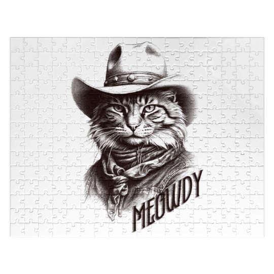 Western Cat Cowboy Funny Meowdy Wild West  Jigsaw Puzzles