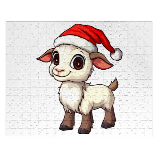 Festive Christmas Goat Cartoon Design Jigsaw Puzzles