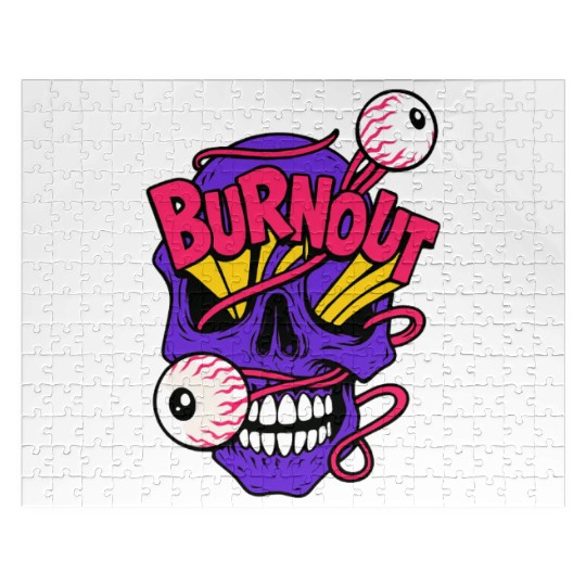 Vibrant Skull with Billiard Balls & Neon Elements Jigsaw Puzzles