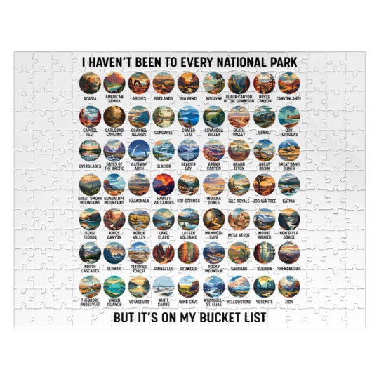 All US National Park Checklist Bucket List Jigsaw Puzzles