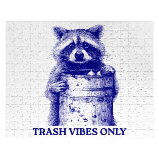 Trash Vibes Only Funny Raccoon Funny Trash Panda Jigsaw Puzzles