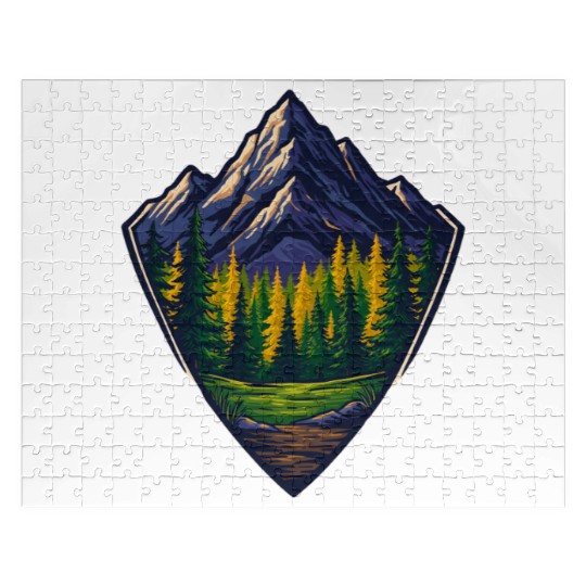 Mountain Wilderness Nature Shield Jigsaw Puzzles