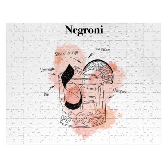 Negroni Cocktail Illustration Classic Hand-Drawn Jigsaw Puzzles