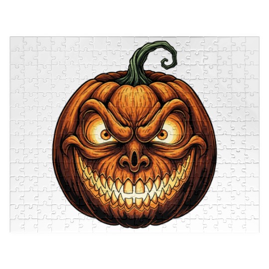 Menacing Jack-o'-Lantern Face Illustration Jigsaw Puzzles