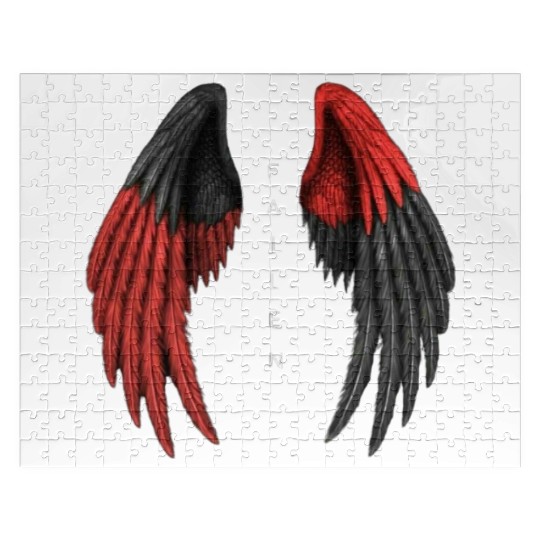 Red and Black Angel Wings Illustration Jigsaw Puzzles