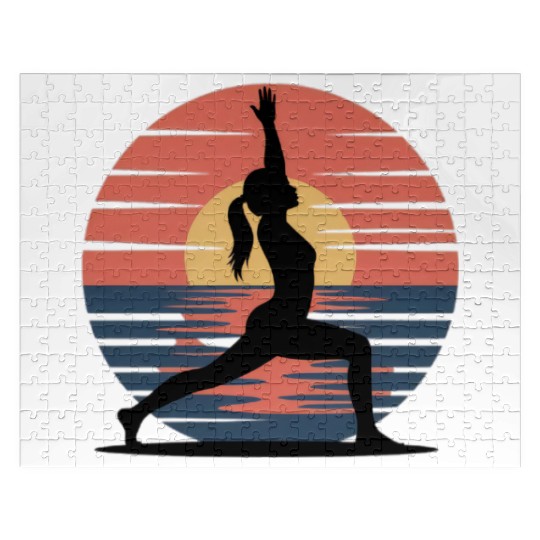 Sunset Yoga Silhouette Design Jigsaw Puzzles