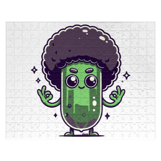 Whimsical Broccoli with Afro Hair Jigsaw Puzzles
