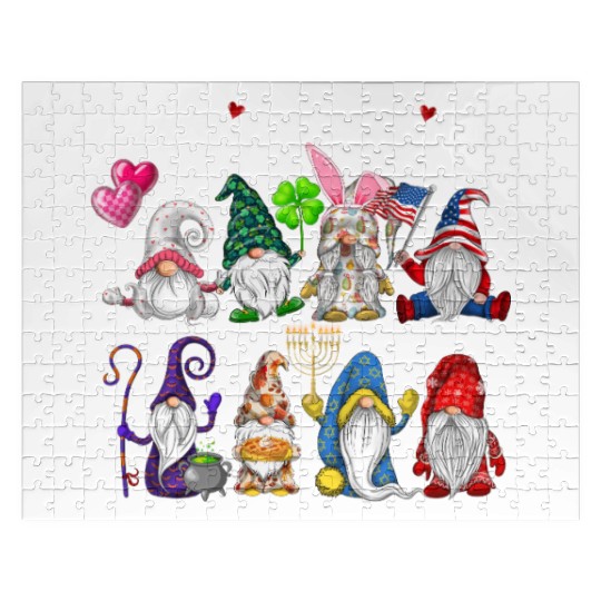 Happy Everything Gnomes Every Seasons All Year Jigsaw Puzzles