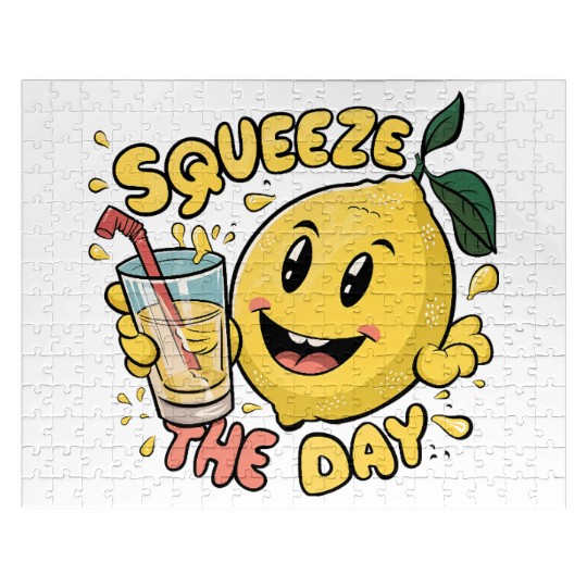 Squeeze The Day Lemon Cartoon Jigsaw Puzzles