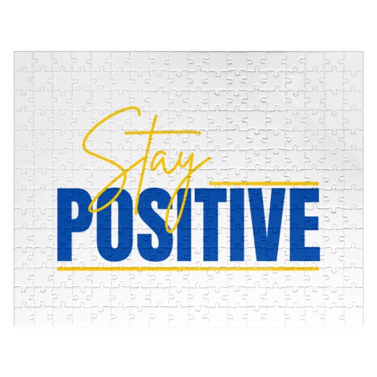 Jigsaw Puzzles Stay Positive Typography Design