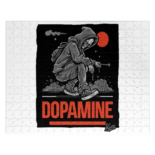 Neon Skater with Vapor Trail and Red Moon Jigsaw Puzzles