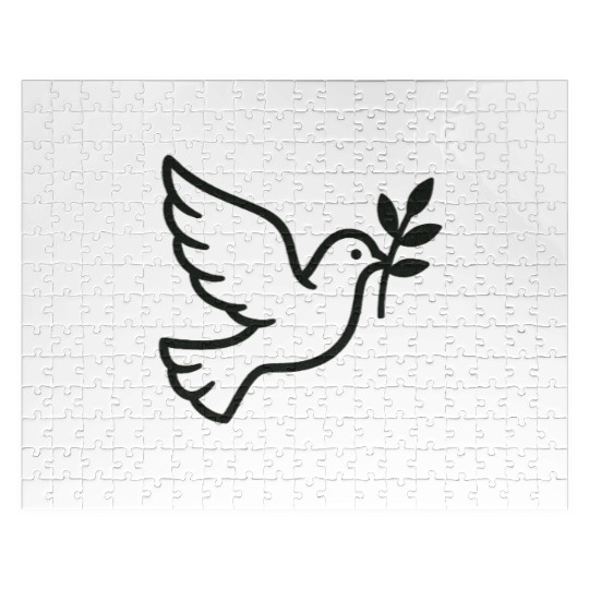 Elegant Doves with Olive Branch Design Jigsaw Puzzles