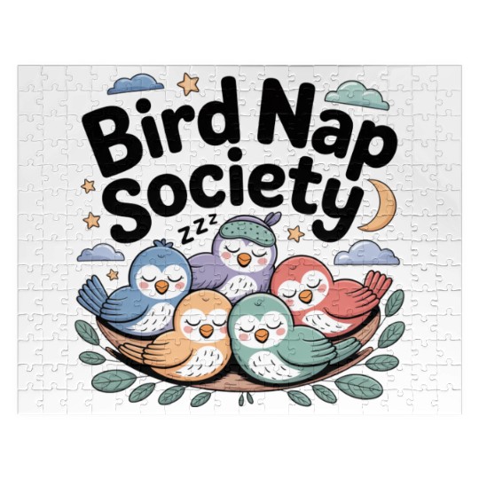 Bird Nap Society | Cute Lazy Sleeping Birds Jigsaw Puzzles