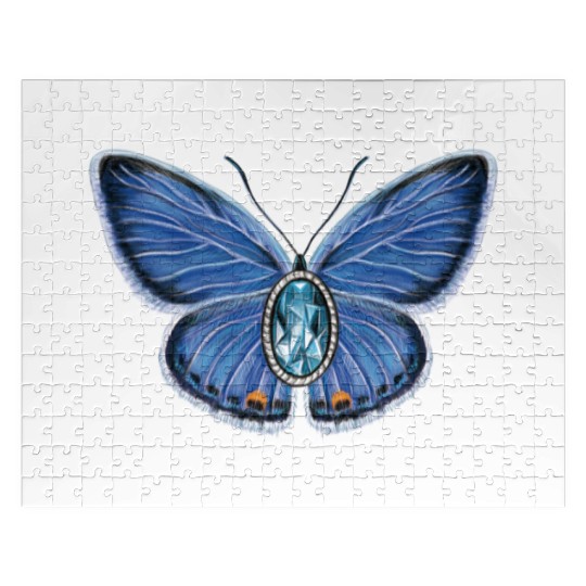 March Eastern Tailed Blue Butterfly Gemstone Art Jigsaw Puzzles