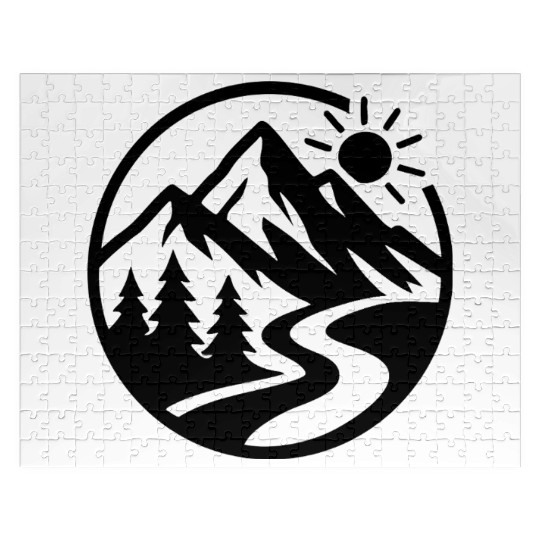 Nature Landscape - Trees, River, and Sun Jigsaw Puzzles