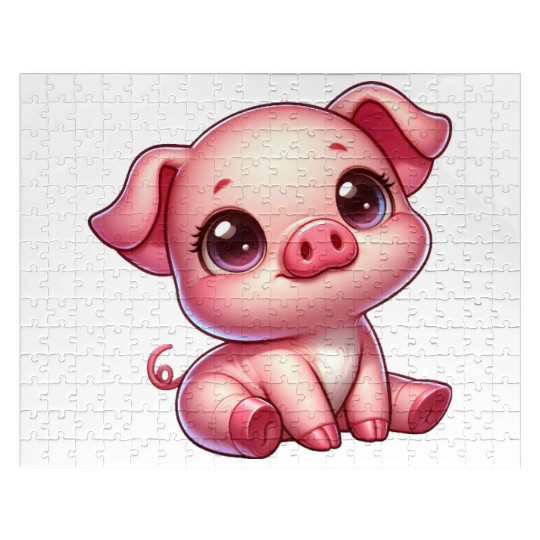 Cute piglet cartoon farm kawaii agriculture farmer Jigsaw Puzzles