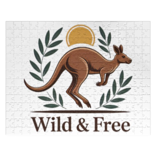 Kangaroo Embrace with Nature Motif Jigsaw Puzzles