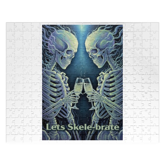 Celestial Skeleton Toasting Champagne Jigsaw Puzzles