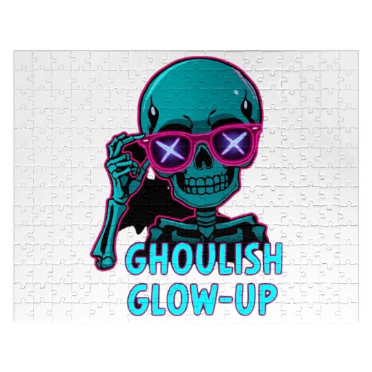 Neon Skeleton with Ghoulish Glow-Up Jigsaw Puzzles