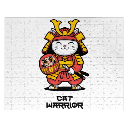 Kawaii Samurai Cat with Daruma Doll – Japanese  Jigsaw Puzzles