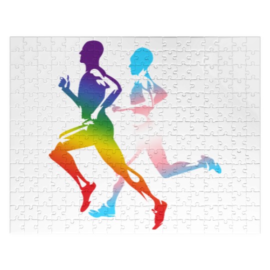 LGBT Transgender Gay Pride Rainbow Flag Running  Jigsaw Puzzles