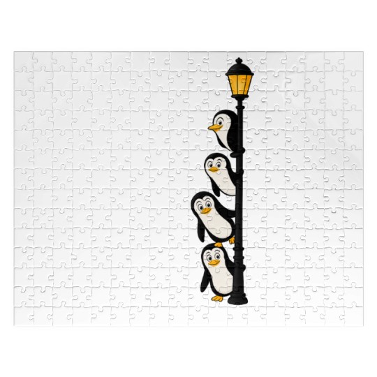 Funny Penguins on Lamp Post Jigsaw Puzzles