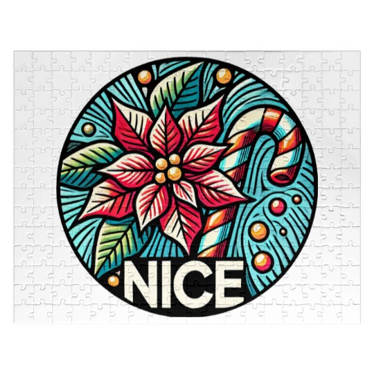 Festive Poinsettia Holiday Patch Jigsaw Puzzles