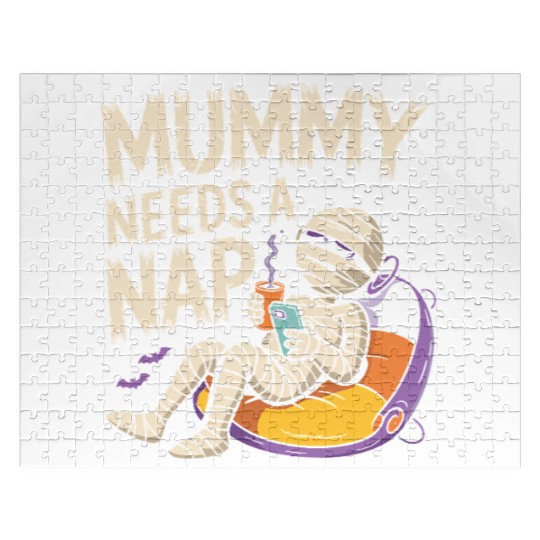 Mummy with Coffee Napping Design Jigsaw Puzzles