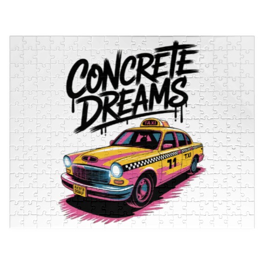 Vibrant Taxi Dreams Illustration Jigsaw Puzzles