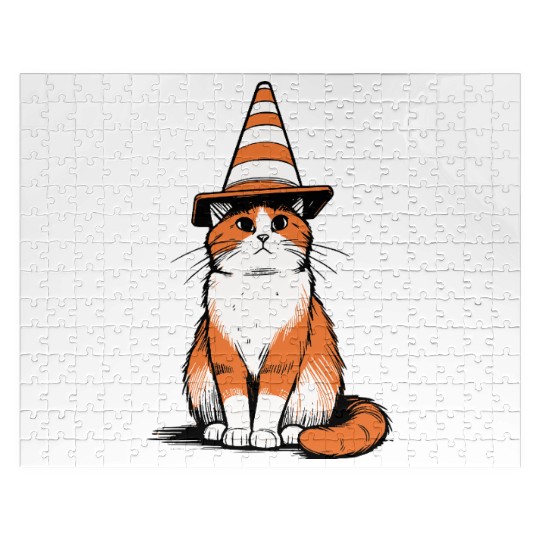 Traffic Cone Cat Jigsaw Puzzles