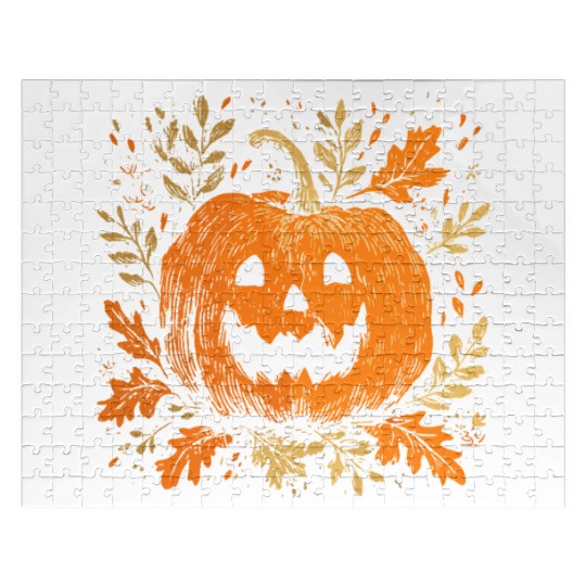 Fall Jack-o'-lantern Spooky Pumpkin Halloween  Jigsaw Puzzles
