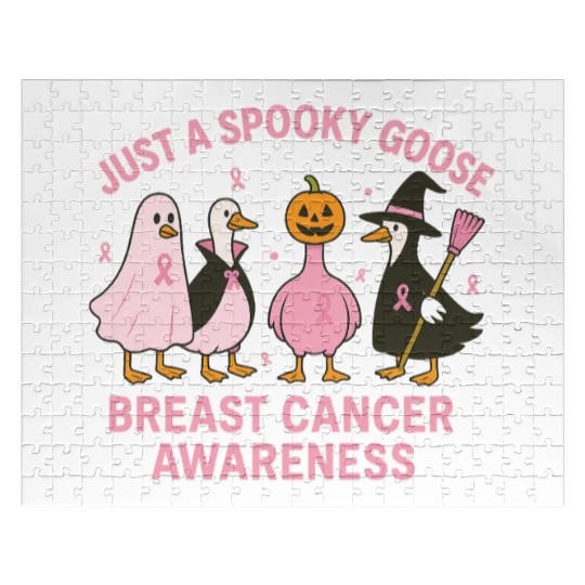 Spooky Goose Breast Cancer Awareness Design Jigsaw Puzzles
