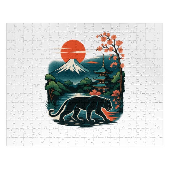 Serene Japanese Landscape with Mount Fuji Jigsaw Puzzles