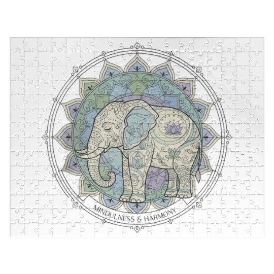Elephant Mandala Mindfulness Design Jigsaw Puzzles