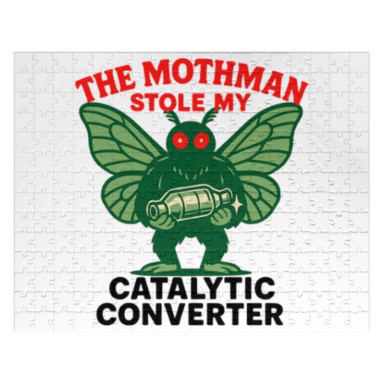 The Mothman Stole My Catalytic Converter – Green M Jigsaw Puzzles